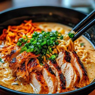 Chicken Ramen with Creamy Garlic Sauce