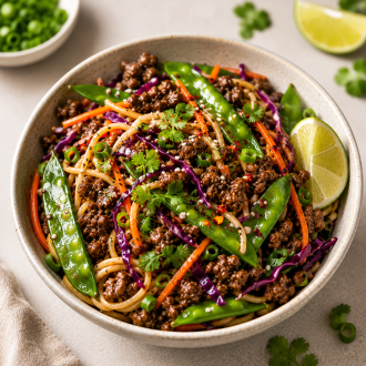 Crispy Honey Beef with Snow Peas & Carrots
