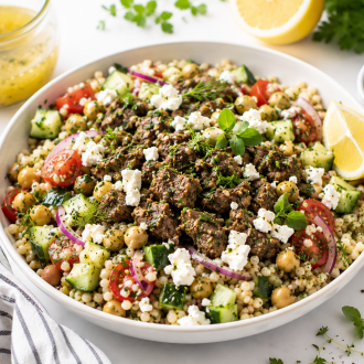 Herby Beef Mediterranean Couscous Bowl