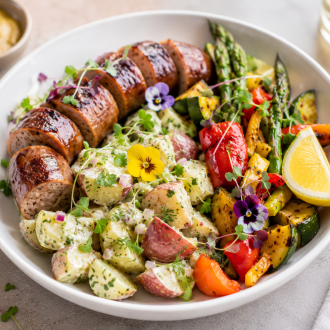Bratwurst with Classic Mustard Potato Salad