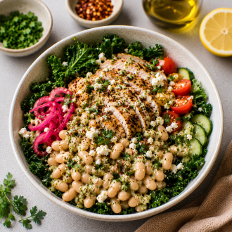 Chicken Kale & Cannellini Bean Salad